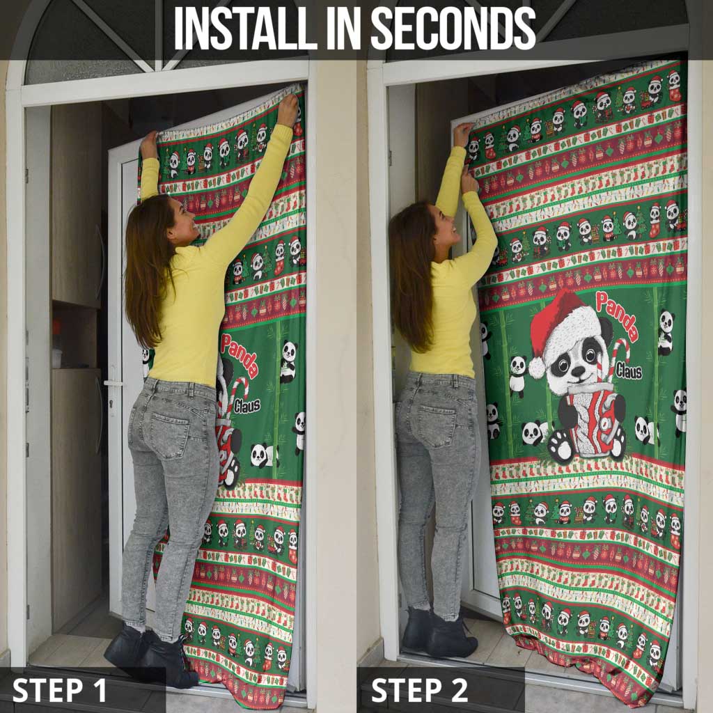 Cute Panda Claus Christmas Door Cover Panda Santa Claus - Wonder Print Shop