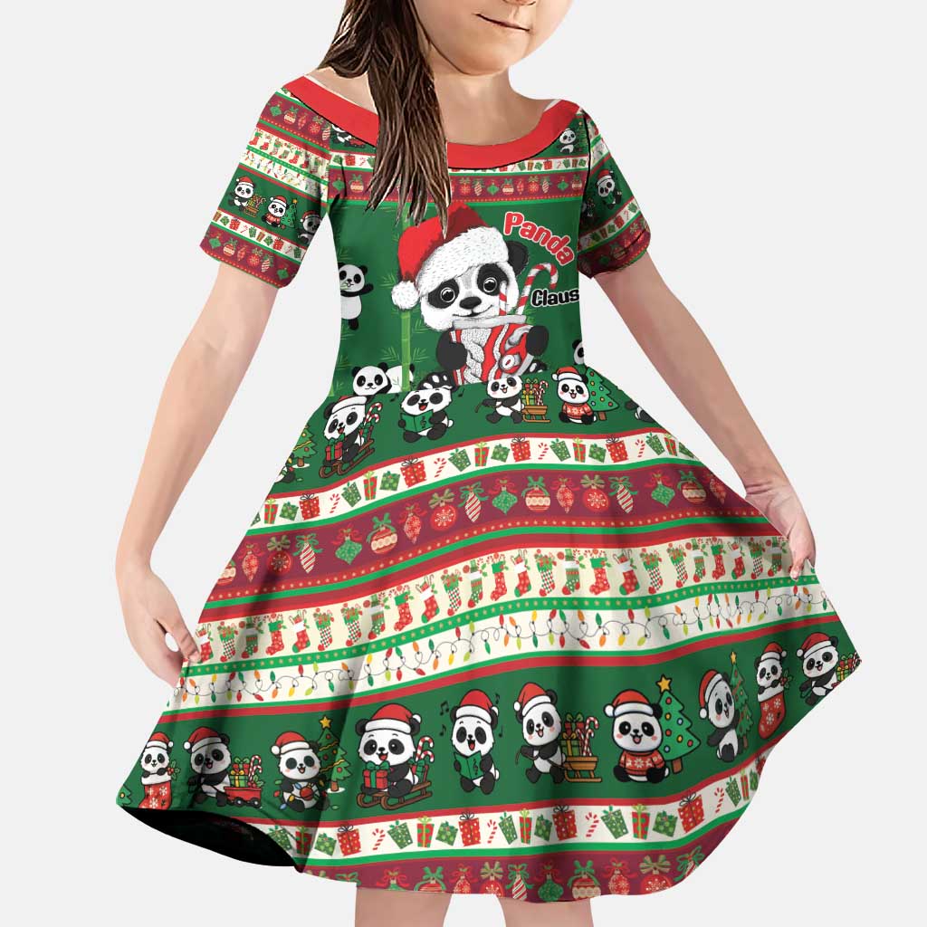 Cute Panda Claus Christmas Family Matching Mermaid Dress and Hawaiian Shirt Panda Santa Claus - Wonder Print Shop