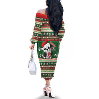 Cute Panda Claus Christmas Family Matching Off The Shoulder Long Sleeve Dress and Hawaiian Shirt Panda Santa Claus - Wonder Print Shop