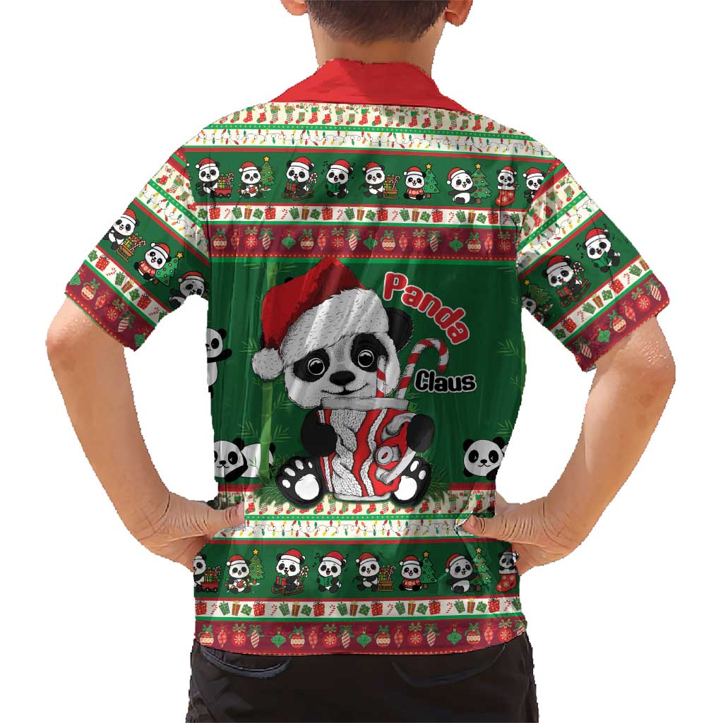 Cute Panda Claus Christmas Family Matching Off Shoulder Maxi Dress and Hawaiian Shirt Panda Santa Claus - Wonder Print Shop