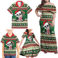 Cute Panda Claus Christmas Family Matching Off Shoulder Maxi Dress and Hawaiian Shirt Panda Santa Claus - Wonder Print Shop