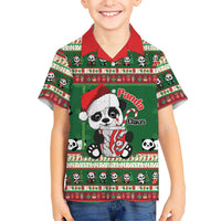 Cute Panda Claus Christmas Family Matching Off Shoulder Short Dress and Hawaiian Shirt Panda Santa Claus - Wonder Print Shop