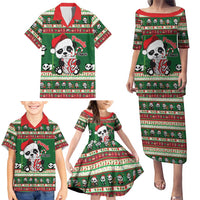Cute Panda Claus Christmas Family Matching Puletasi and Hawaiian Shirt Panda Santa Claus - Wonder Print Shop