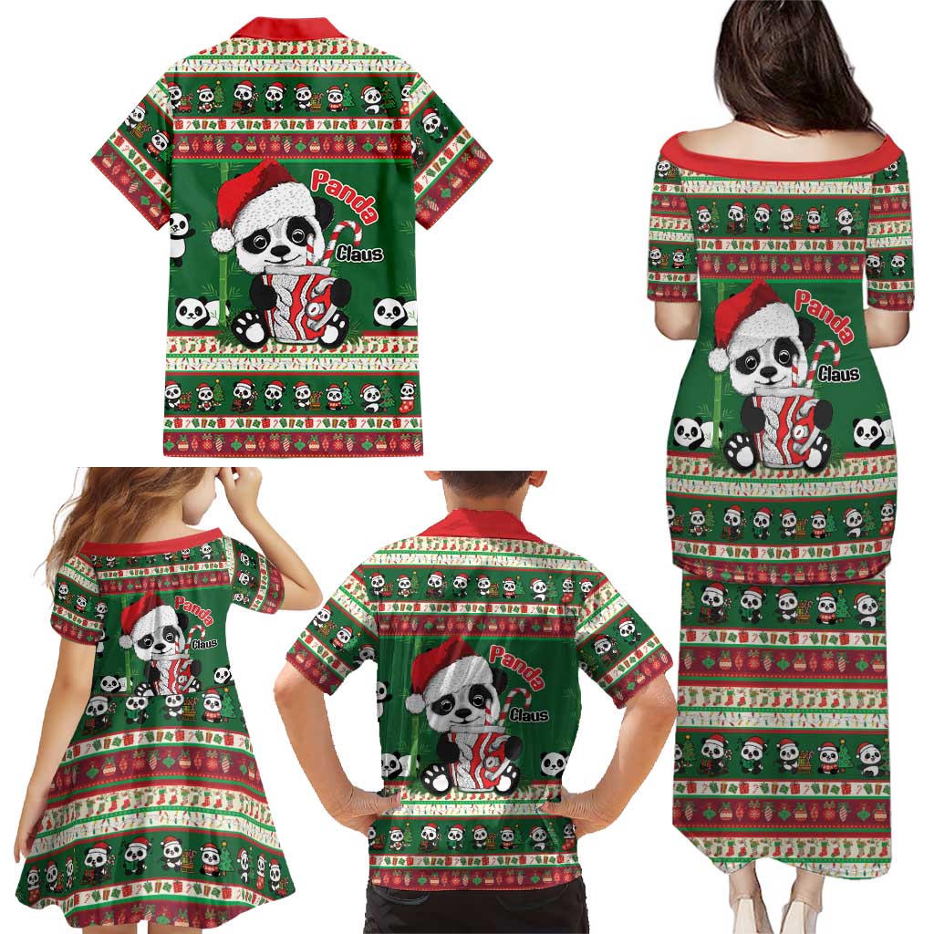 Cute Panda Claus Christmas Family Matching Puletasi and Hawaiian Shirt Panda Santa Claus - Wonder Print Shop