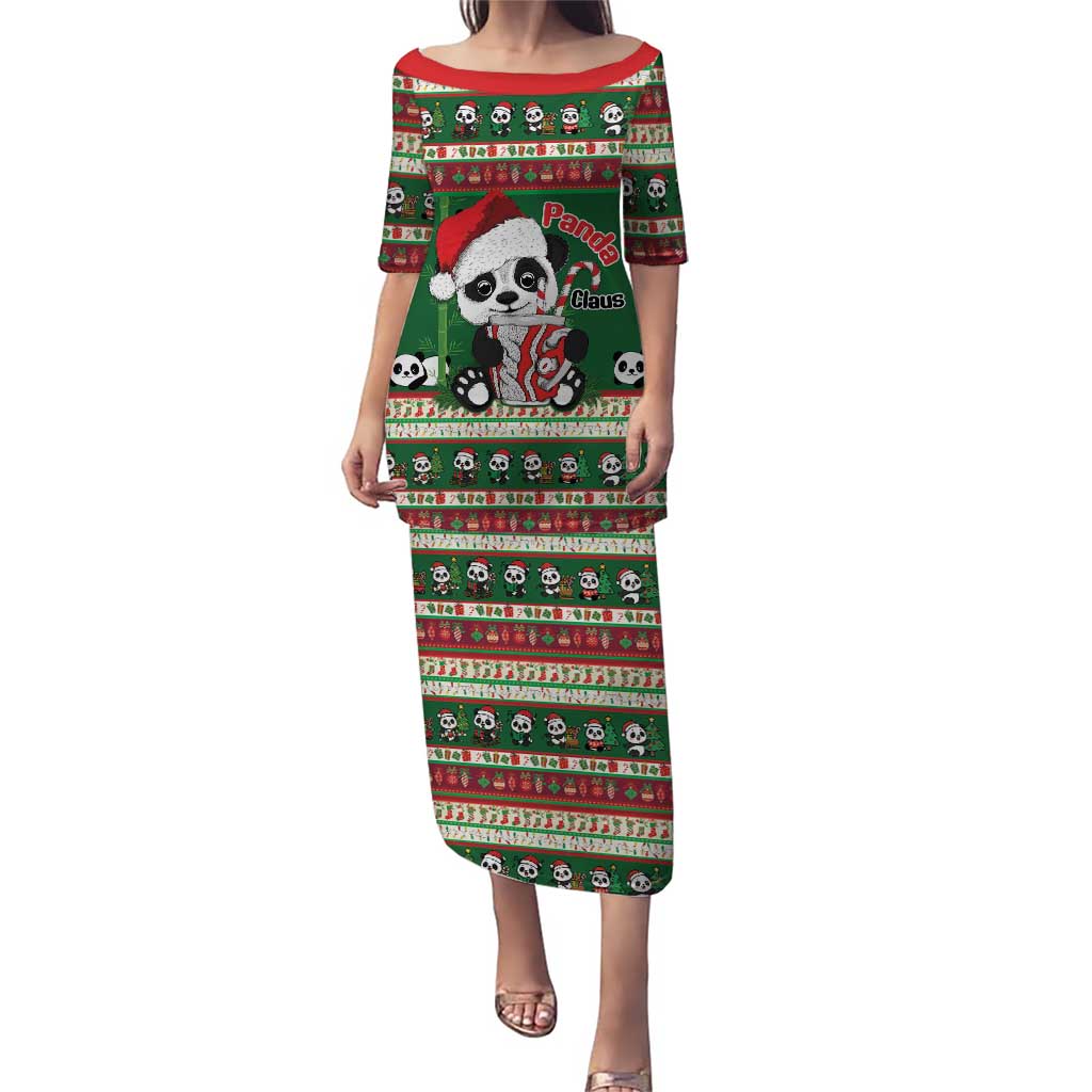 Cute Panda Claus Christmas Family Matching Puletasi and Hawaiian Shirt Panda Santa Claus - Wonder Print Shop