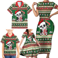 Cute Panda Claus Christmas Family Matching Short Sleeve Bodycon Dress and Hawaiian Shirt Panda Santa Claus - Wonder Print Shop