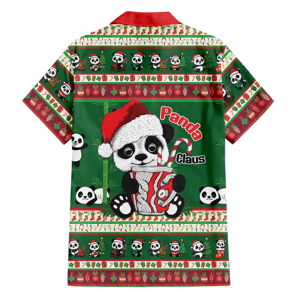 Cute Panda Claus Christmas Family Matching Short Sleeve Bodycon Dress and Hawaiian Shirt Panda Santa Claus - Wonder Print Shop