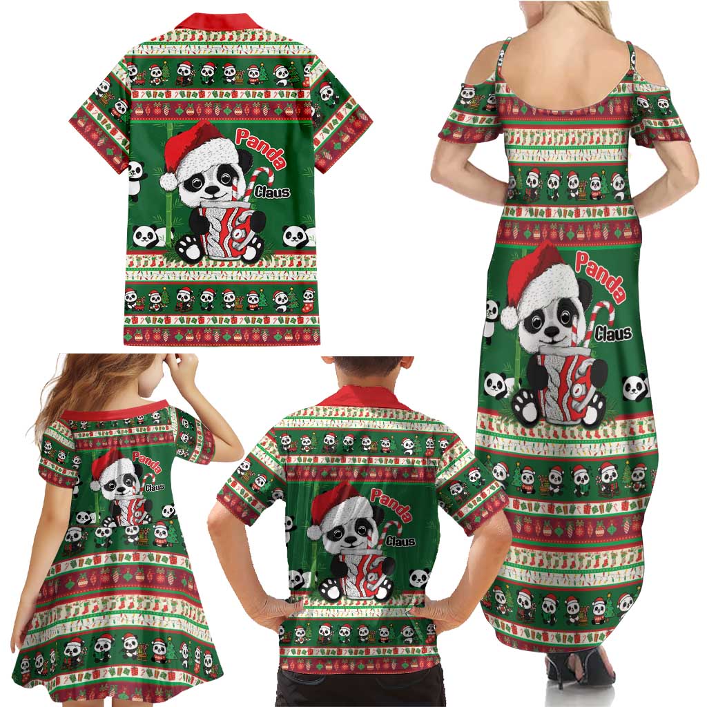 Cute Panda Claus Christmas Family Matching Summer Maxi Dress and Hawaiian Shirt Panda Santa Claus - Wonder Print Shop