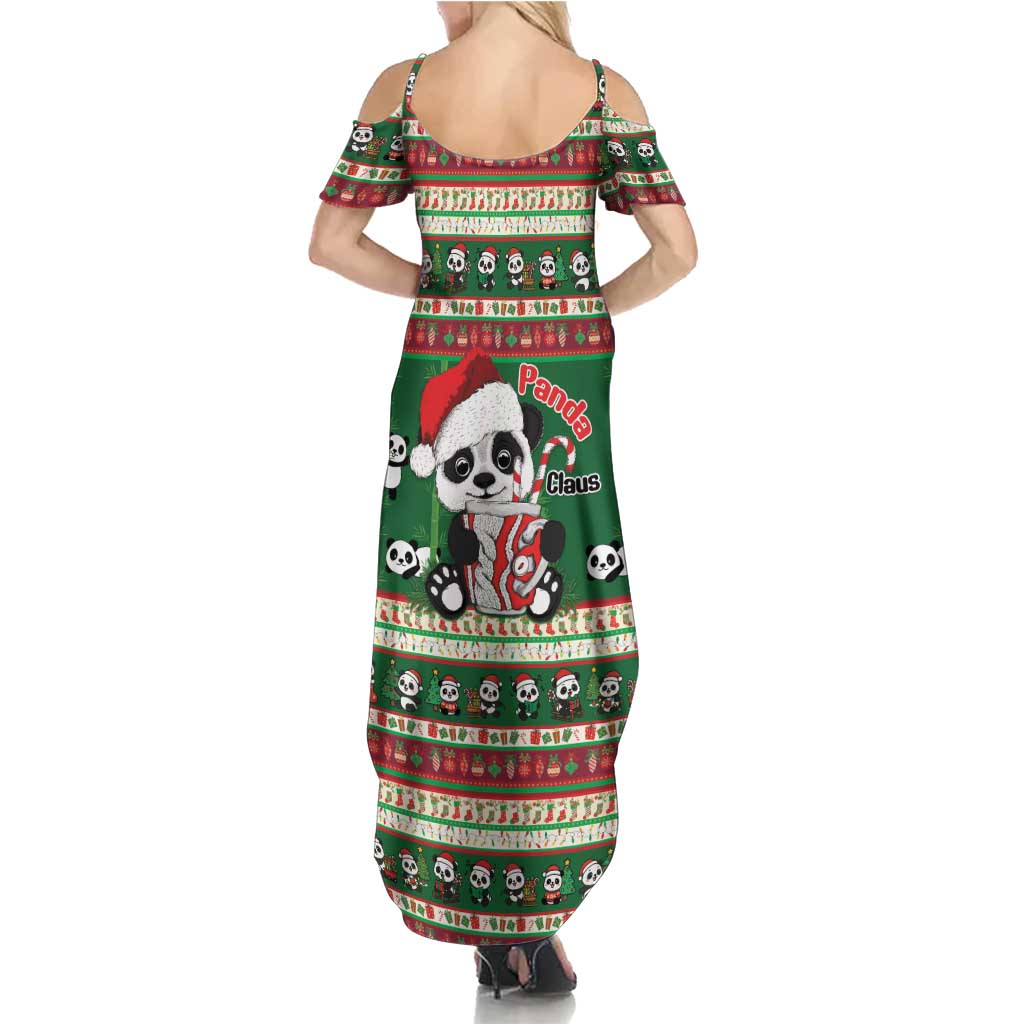 Cute Panda Claus Christmas Family Matching Summer Maxi Dress and Hawaiian Shirt Panda Santa Claus - Wonder Print Shop