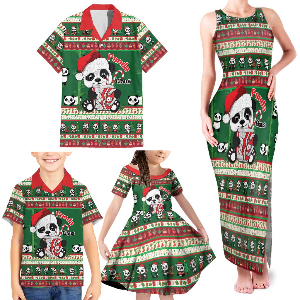 Cute Panda Claus Christmas Family Matching Tank Maxi Dress and Hawaiian Shirt Panda Santa Claus - Wonder Print Shop