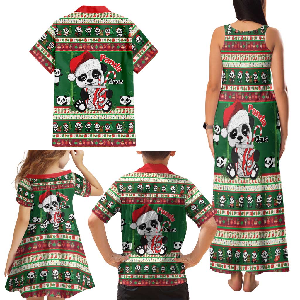 Cute Panda Claus Christmas Family Matching Tank Maxi Dress and Hawaiian Shirt Panda Santa Claus - Wonder Print Shop