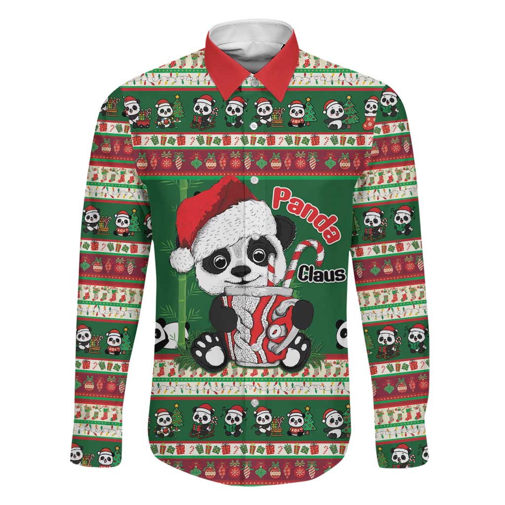 Cute Panda Claus Christmas Family Matching Tank Maxi Dress and Hawaiian Shirt Panda Santa Claus - Wonder Print Shop