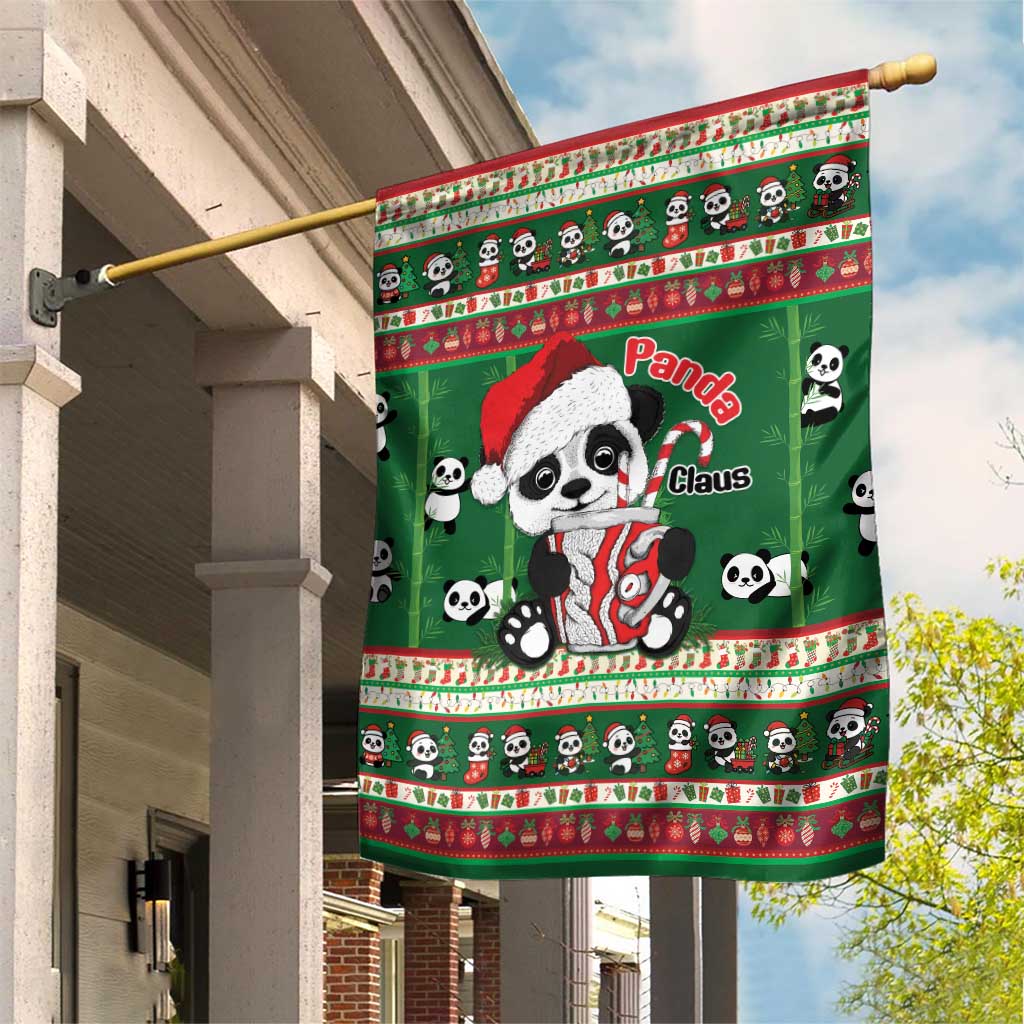 Cute Panda Claus Christmas Garden Flag Panda Santa Claus - Wonder Print Shop