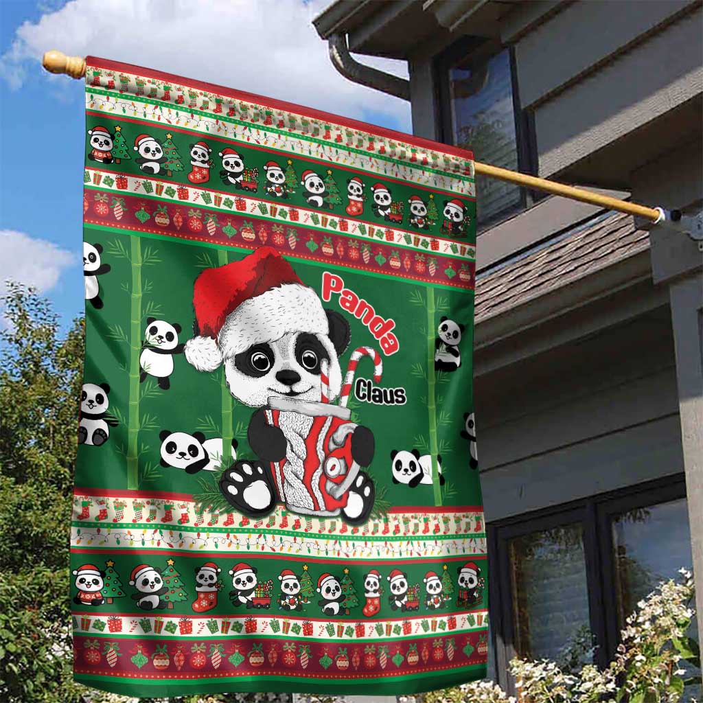 Cute Panda Claus Christmas Garden Flag Panda Santa Claus - Wonder Print Shop