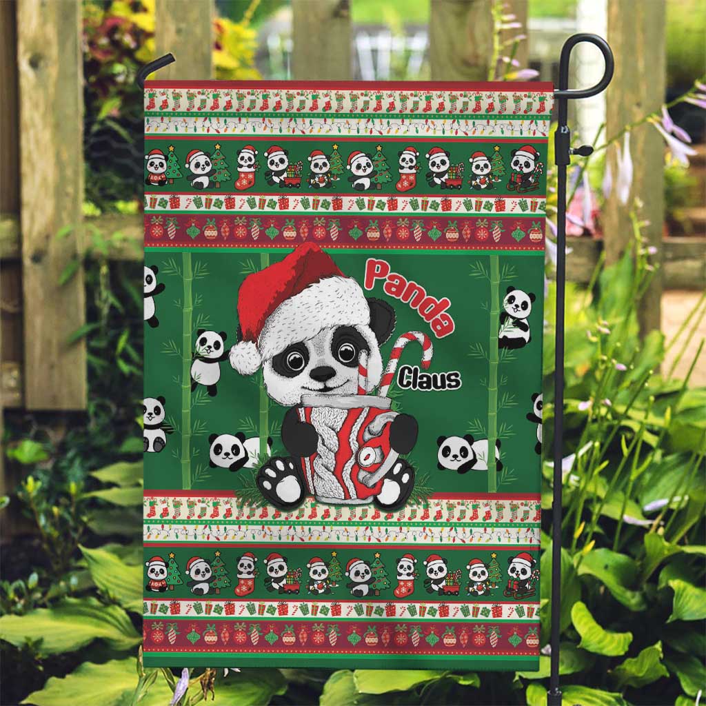 Cute Panda Claus Christmas Garden Flag Panda Santa Claus - Wonder Print Shop