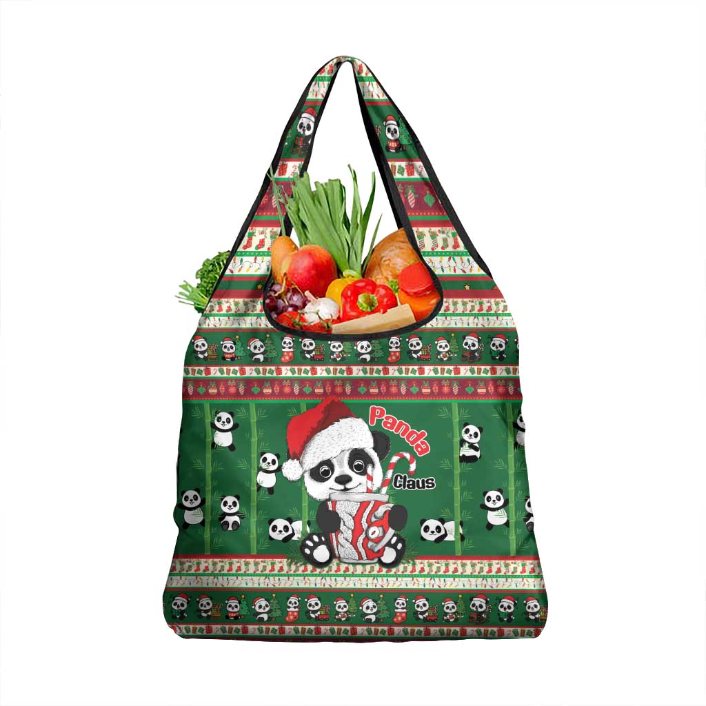 Cute Panda Claus Christmas Grocery Bag Panda Santa Claus - Wonder Print Shop