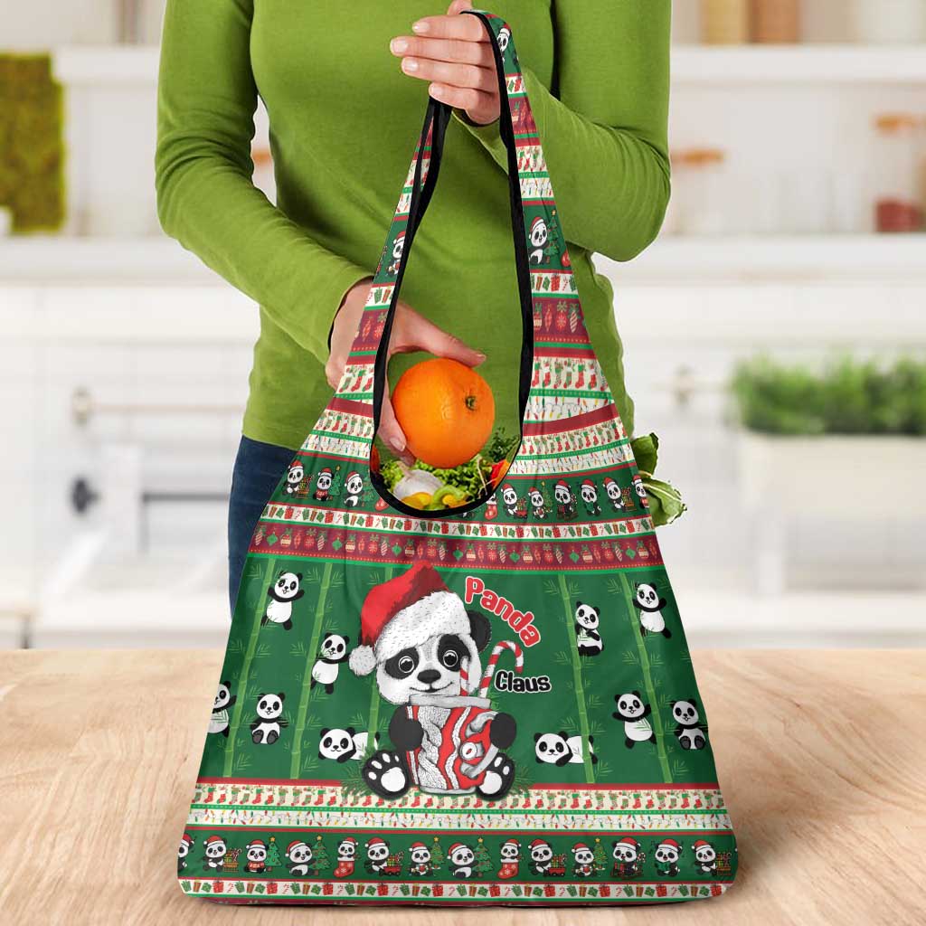 Cute Panda Claus Christmas Grocery Bag Panda Santa Claus - Wonder Print Shop
