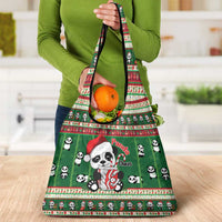 Cute Panda Claus Christmas Grocery Bag Panda Santa Claus - Wonder Print Shop