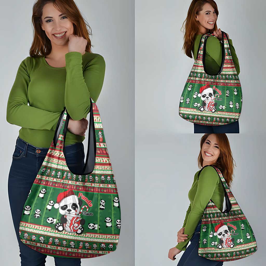 Cute Panda Claus Christmas Grocery Bag Panda Santa Claus - Wonder Print Shop