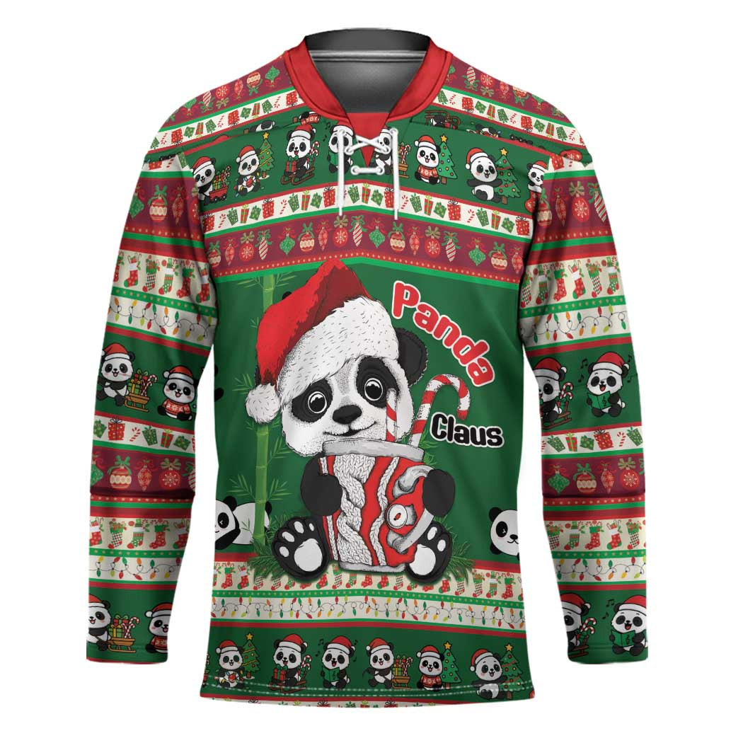 Cute Panda Claus Christmas Hockey Jersey Panda Santa Claus - Wonder Print Shop