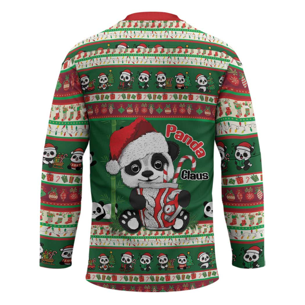 Cute Panda Claus Christmas Hockey Jersey Panda Santa Claus - Wonder Print Shop