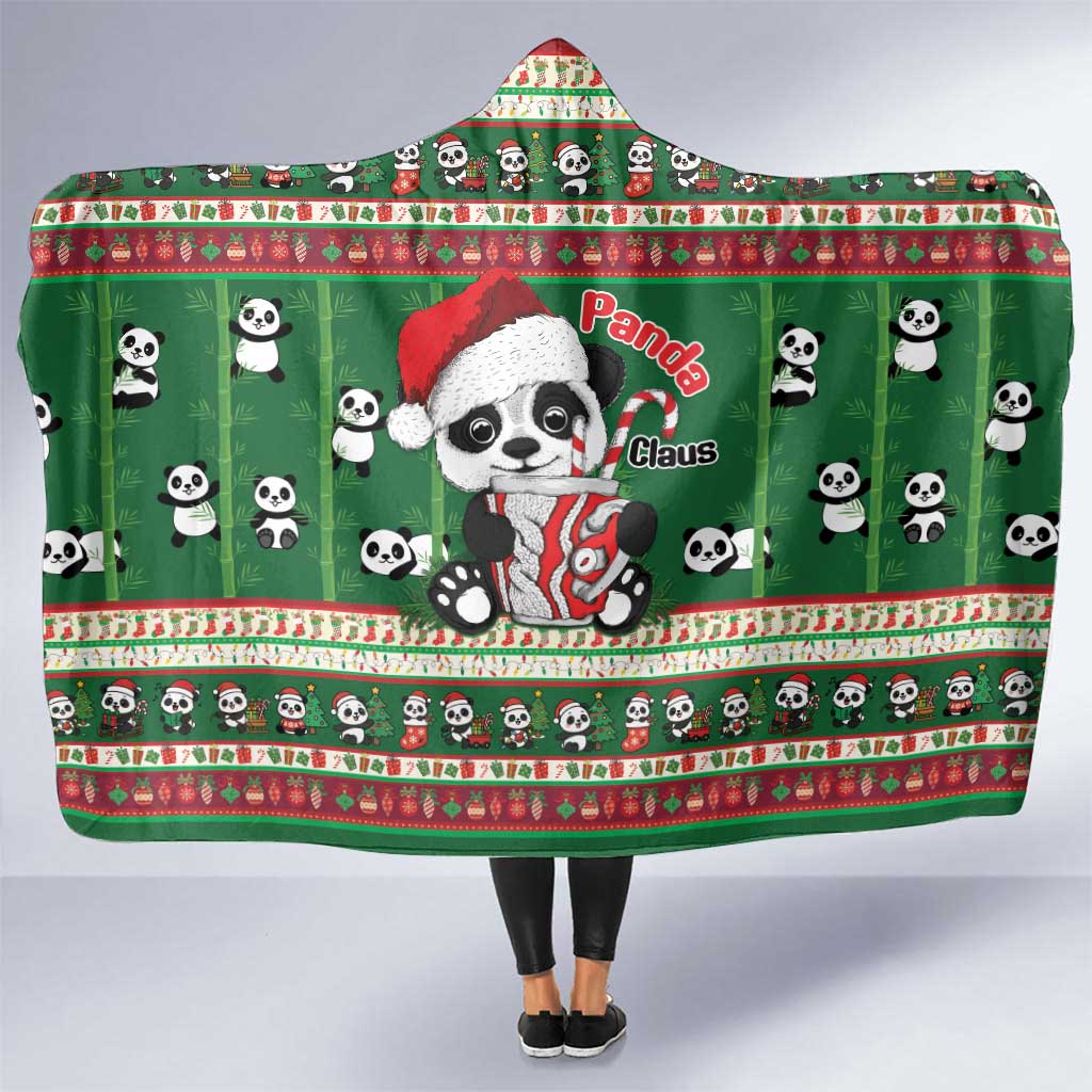 Cute Panda Claus Christmas Hooded Blanket Panda Santa Claus - Wonder Print Shop
