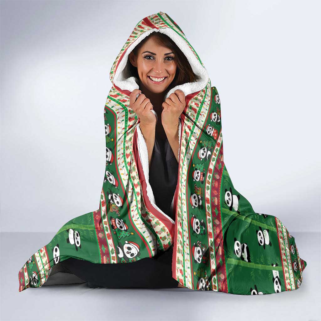 Cute Panda Claus Christmas Hooded Blanket Panda Santa Claus - Wonder Print Shop