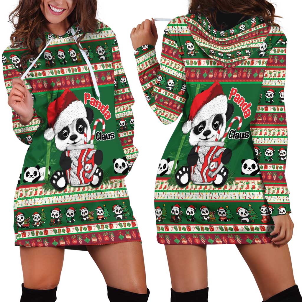 Cute Panda Claus Christmas Hoodie Dress Panda Santa Claus - Wonder Print Shop