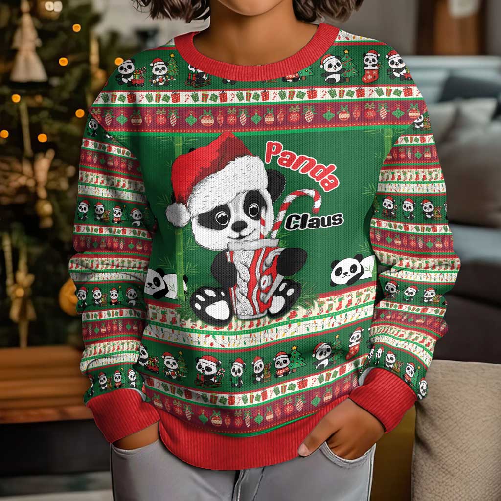 Cute Panda Claus Christmas Kid Ugly Christmas Sweater Panda Santa Claus - Wonder Print Shop