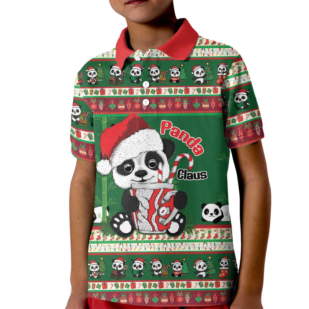 Cute Panda Claus Christmas Kid Polo Shirt Panda Santa Claus - Wonder Print Shop