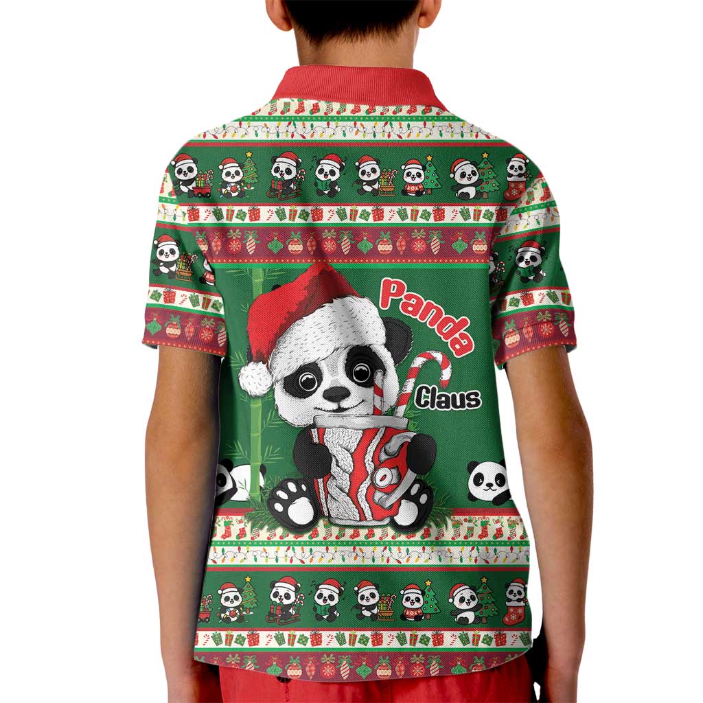 Cute Panda Claus Christmas Kid Polo Shirt Panda Santa Claus - Wonder Print Shop