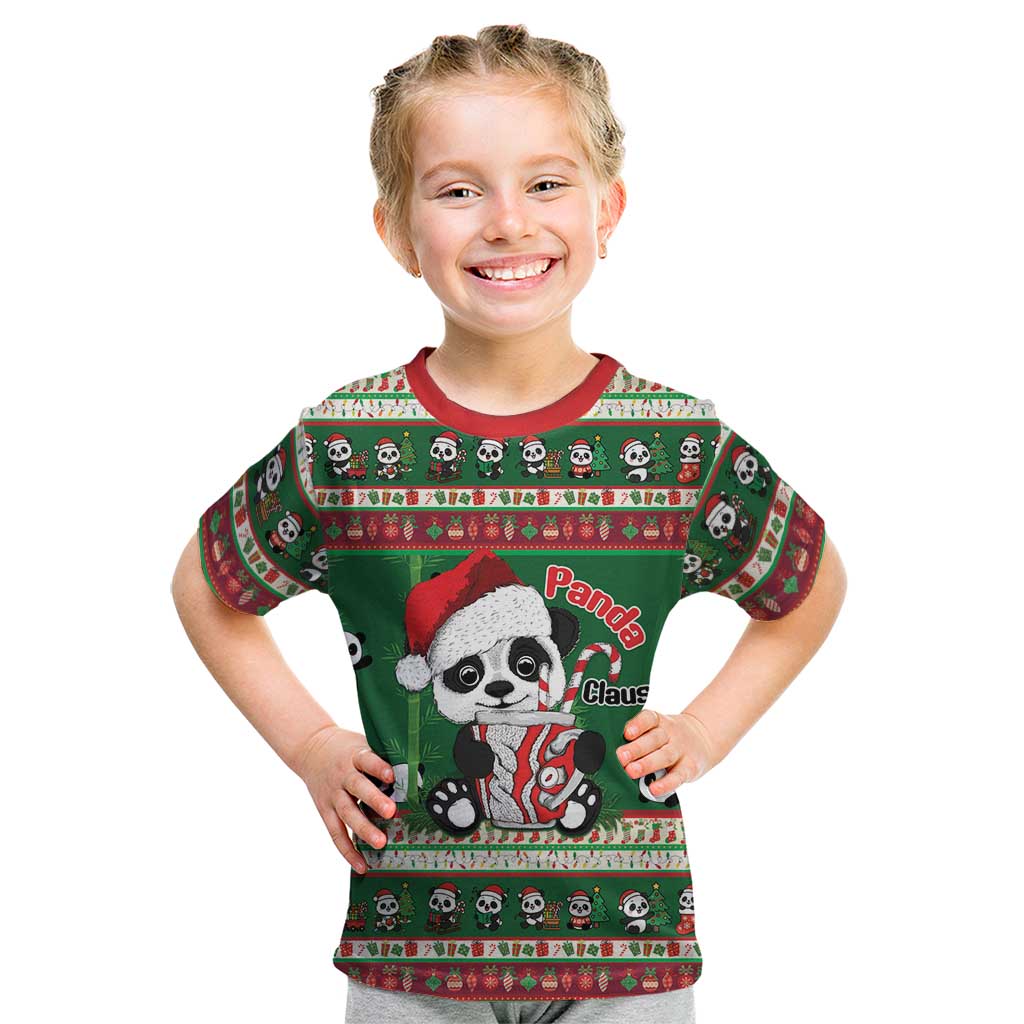 Cute Panda Claus Christmas Kid T Shirt Panda Santa Claus - Wonder Print Shop