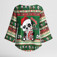Cute Panda Claus Christmas Kimono Sleeve Blouse Panda Santa Claus - Wonder Print Shop