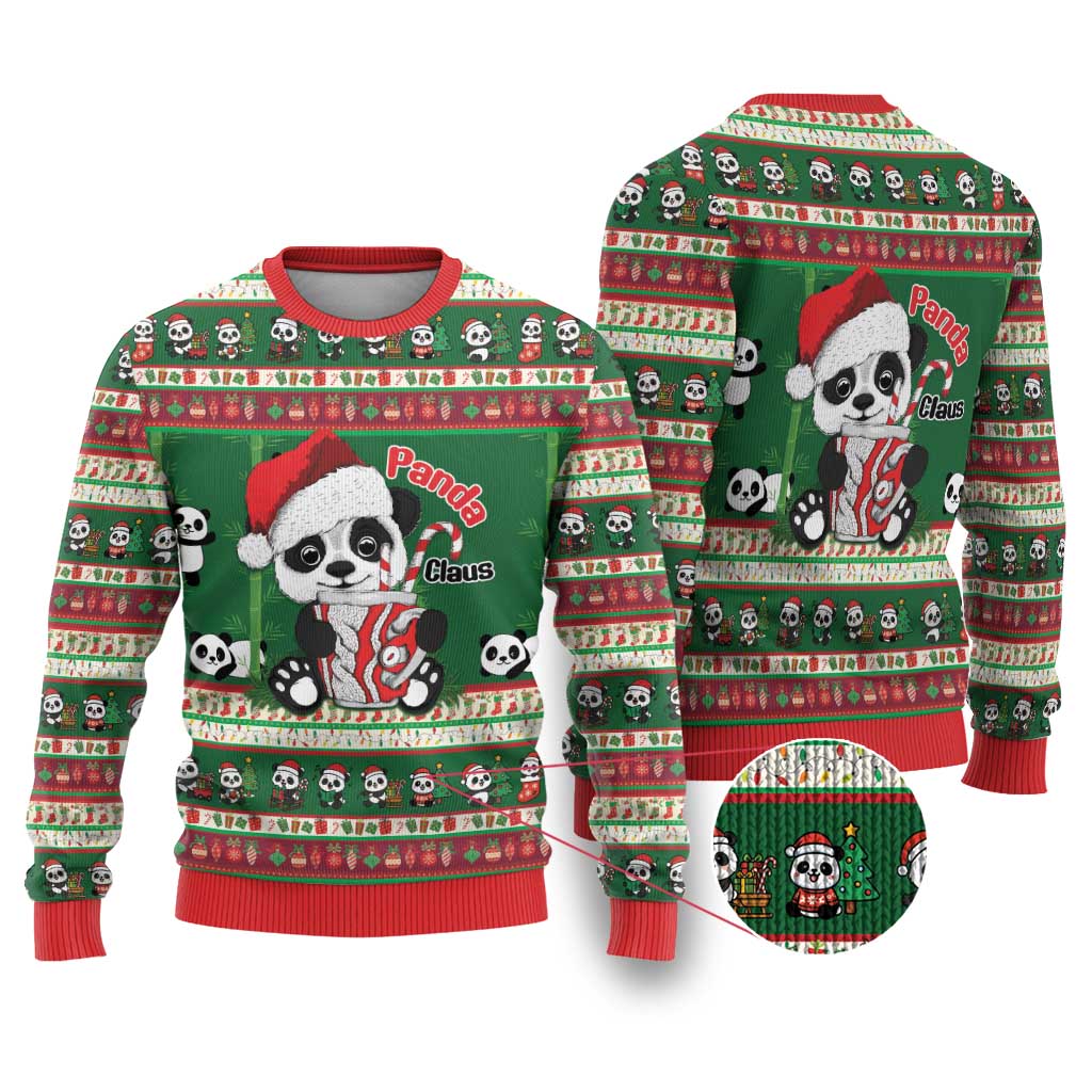 Cute Panda Claus Christmas Ugly Christmas Sweater Panda Santa Claus - Wonder Print Shop