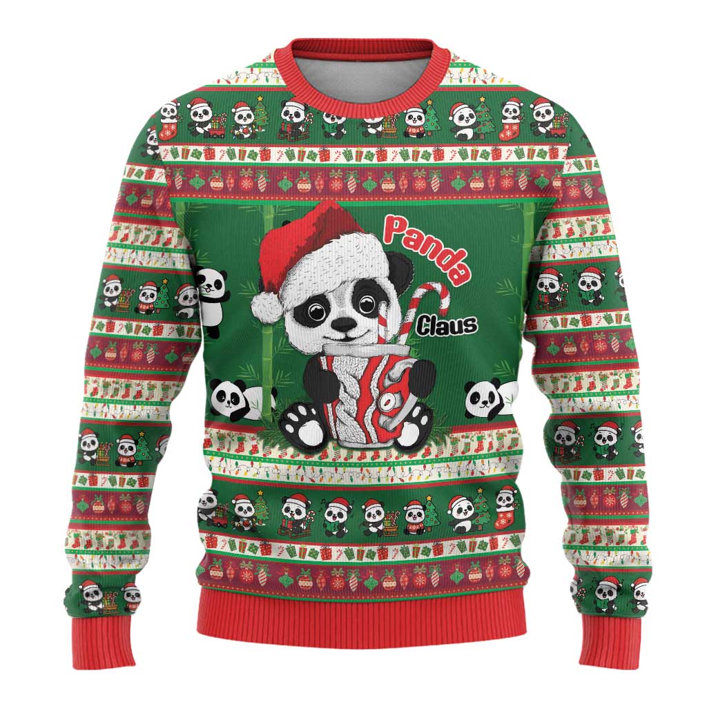 Cute Panda Claus Christmas Ugly Christmas Sweater Panda Santa Claus - Wonder Print Shop