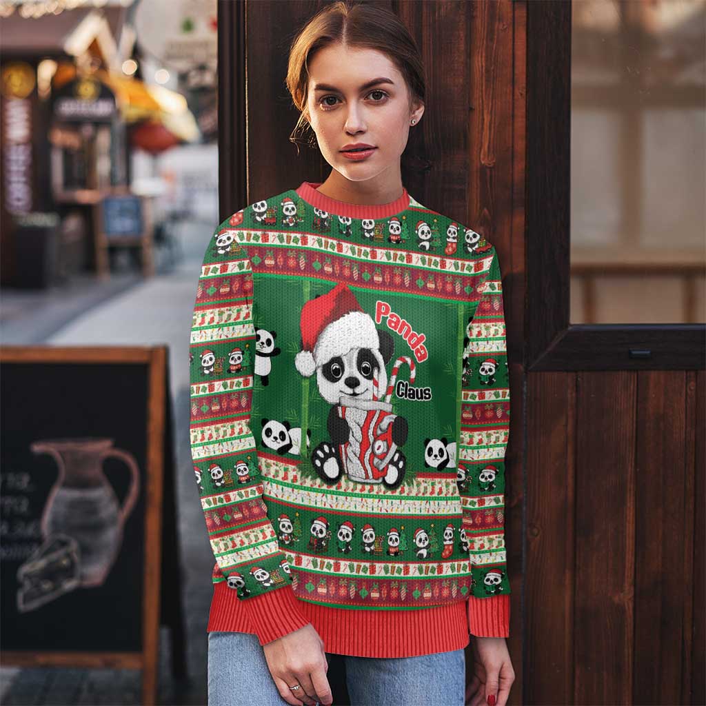 Cute Panda Claus Christmas Ugly Christmas Sweater Panda Santa Claus - Wonder Print Shop