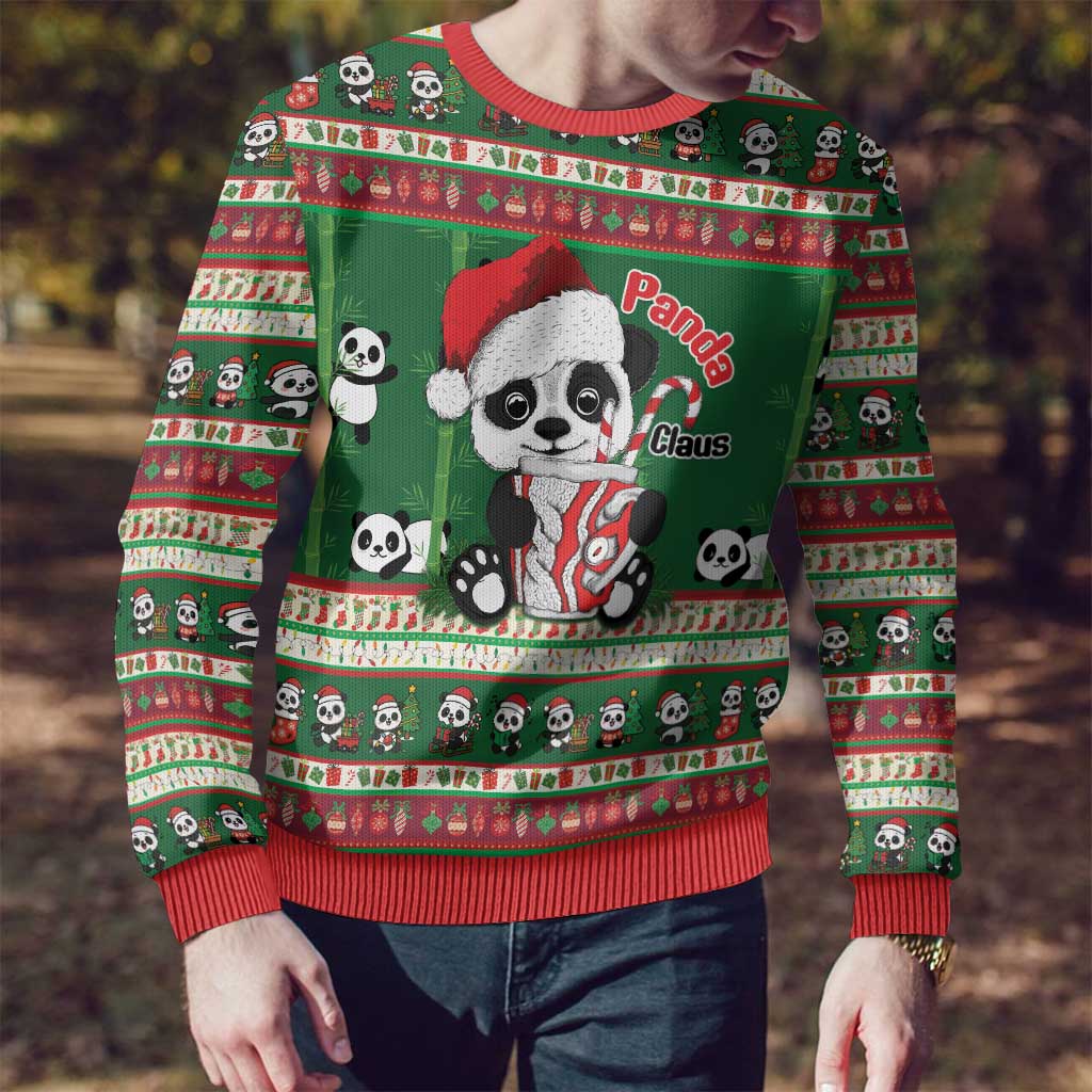 Cute Panda Claus Christmas Ugly Christmas Sweater Panda Santa Claus - Wonder Print Shop