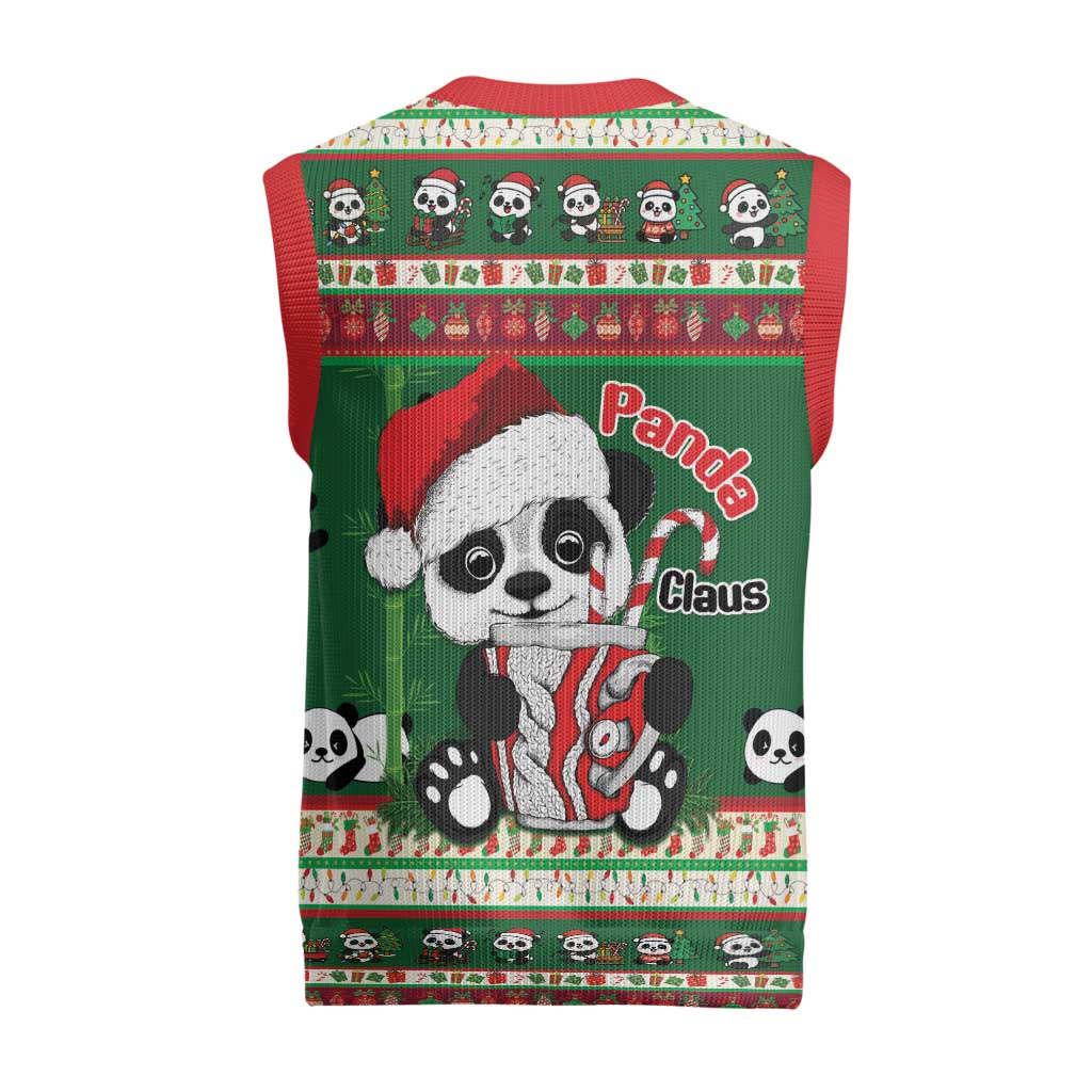 Cute Panda Claus Christmas Knitted V-Neck Vest Panda Santa Claus - Wonder Print Shop