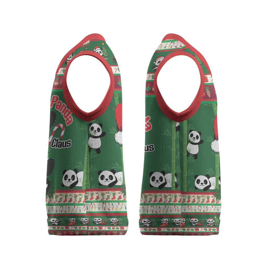 Cute Panda Claus Christmas Knitted V-Neck Vest Panda Santa Claus - Wonder Print Shop