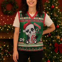 Cute Panda Claus Christmas Knitted V-Neck Vest Panda Santa Claus - Wonder Print Shop
