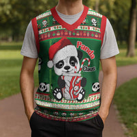 Cute Panda Claus Christmas Knitted V-Neck Vest Panda Santa Claus - Wonder Print Shop