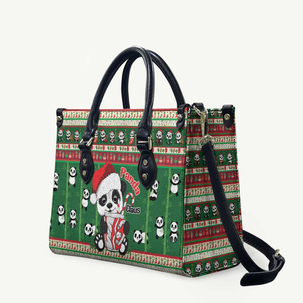 Cute Panda Claus Christmas Leather Bag Panda Santa Claus - Wonder Print Shop