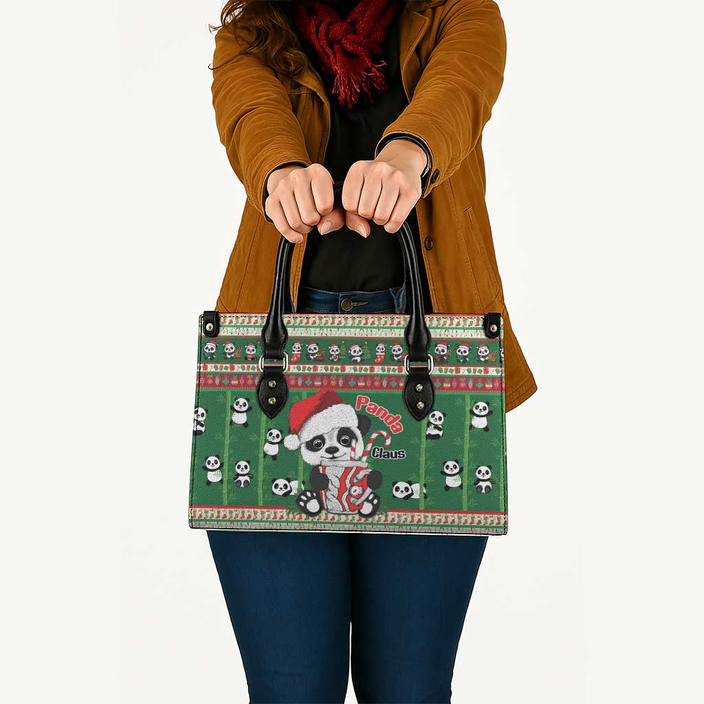 Cute Panda Claus Christmas Leather Bag Panda Santa Claus - Wonder Print Shop