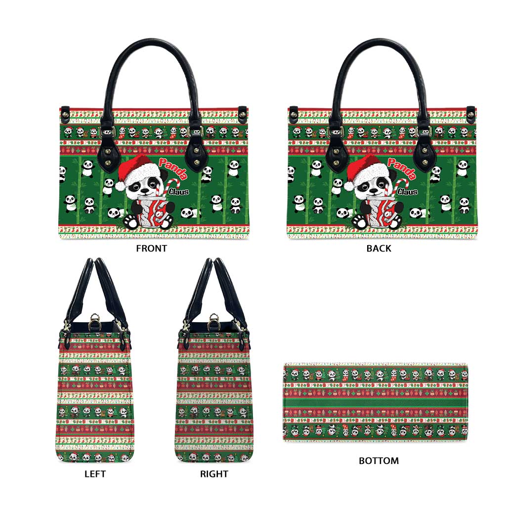 Cute Panda Claus Christmas Leather Bag Panda Santa Claus - Wonder Print Shop