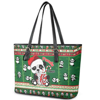 Cute Panda Claus Christmas Leather Tote Bag Panda Santa Claus - Wonder Print Shop