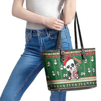 Cute Panda Claus Christmas Leather Tote Bag Panda Santa Claus - Wonder Print Shop