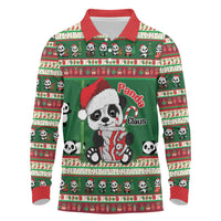 Cute Panda Claus Christmas Long Sleeve Polo Shirt Panda Santa Claus - Wonder Print Shop