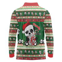 Cute Panda Claus Christmas Long Sleeve Polo Shirt Panda Santa Claus - Wonder Print Shop