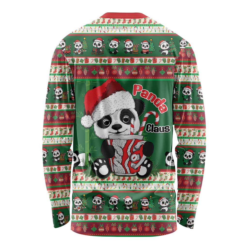Cute Panda Claus Christmas Long Sleeve Shirt Panda Santa Claus - Wonder Print Shop