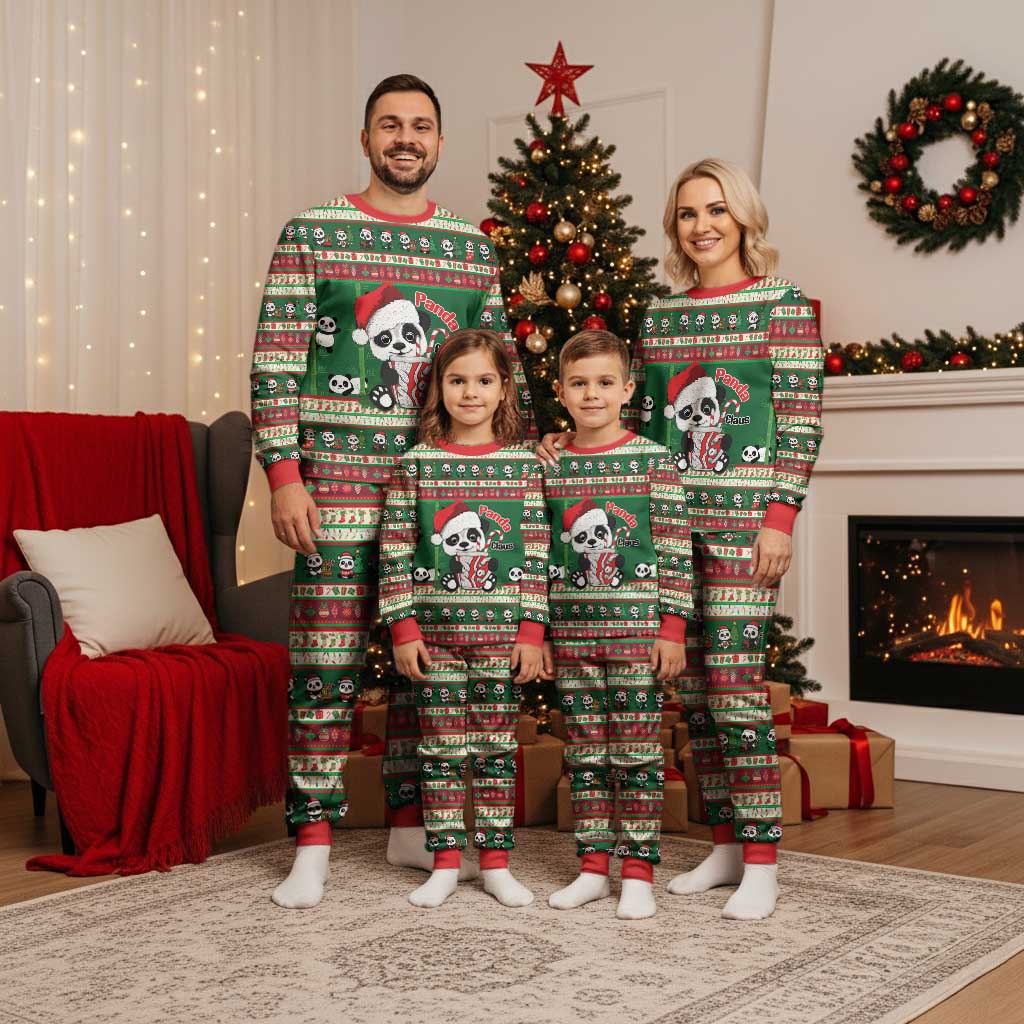 Cute Panda Claus Christmas Pajama Set Panda Santa Claus - Wonder Print Shop